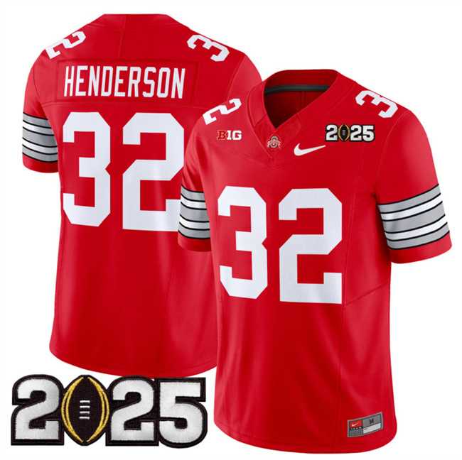 Mens Ohio State Buckeyes #32 TreVeyon Henderson Red 2025 CFP Final Patch F.U.S.E. Vapor Limited Stitched Football Jersey->ohio state buckeyes->NCAA Jersey